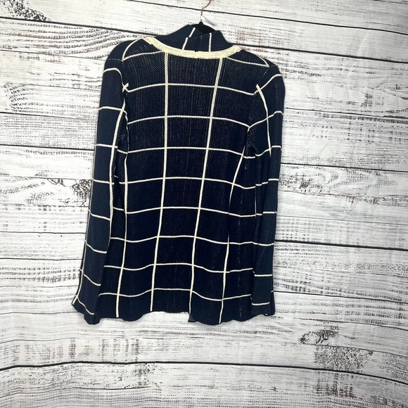 ModCloth Navy/Cream Simply Snuggly Check Windowpane Cardigan M - Picture 4 of 4